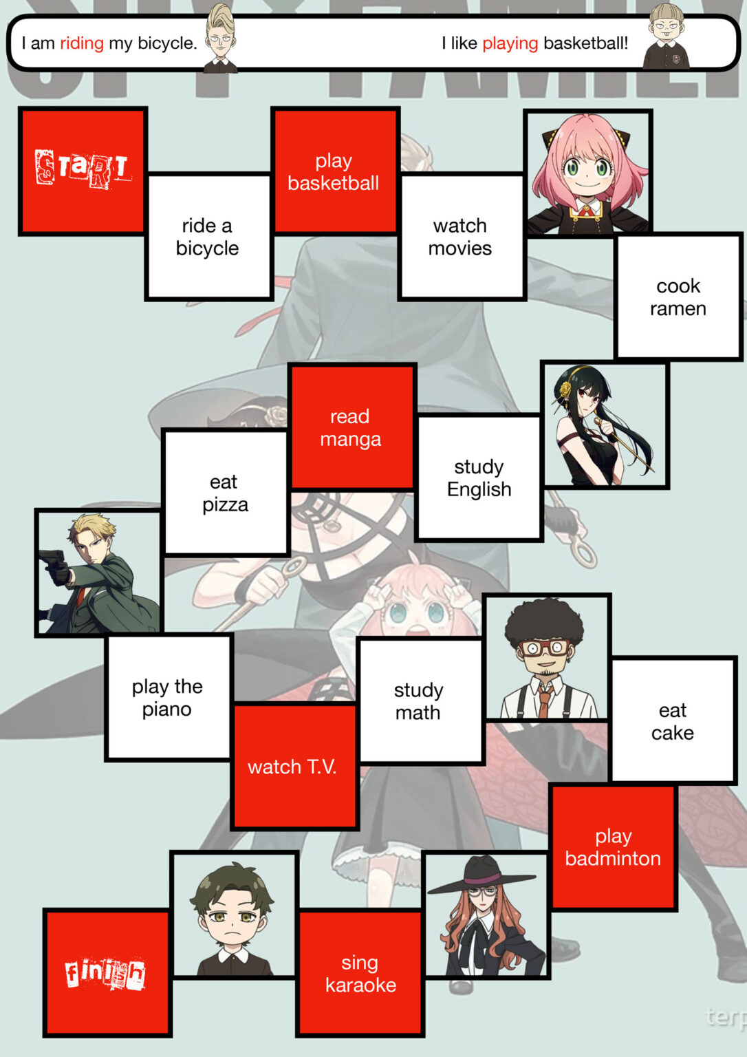 Gerund "verb-ing" (Object) - Board Game - A Fox In Japan